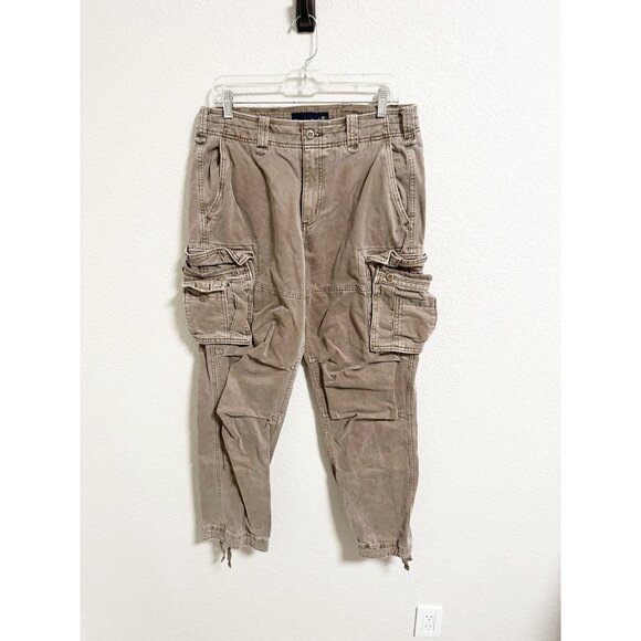 Abercrombie & Fitch Cargo Pants Drawstring Hem Side Pockets Mid Rise Size 32x32 - Picture 1 of 5